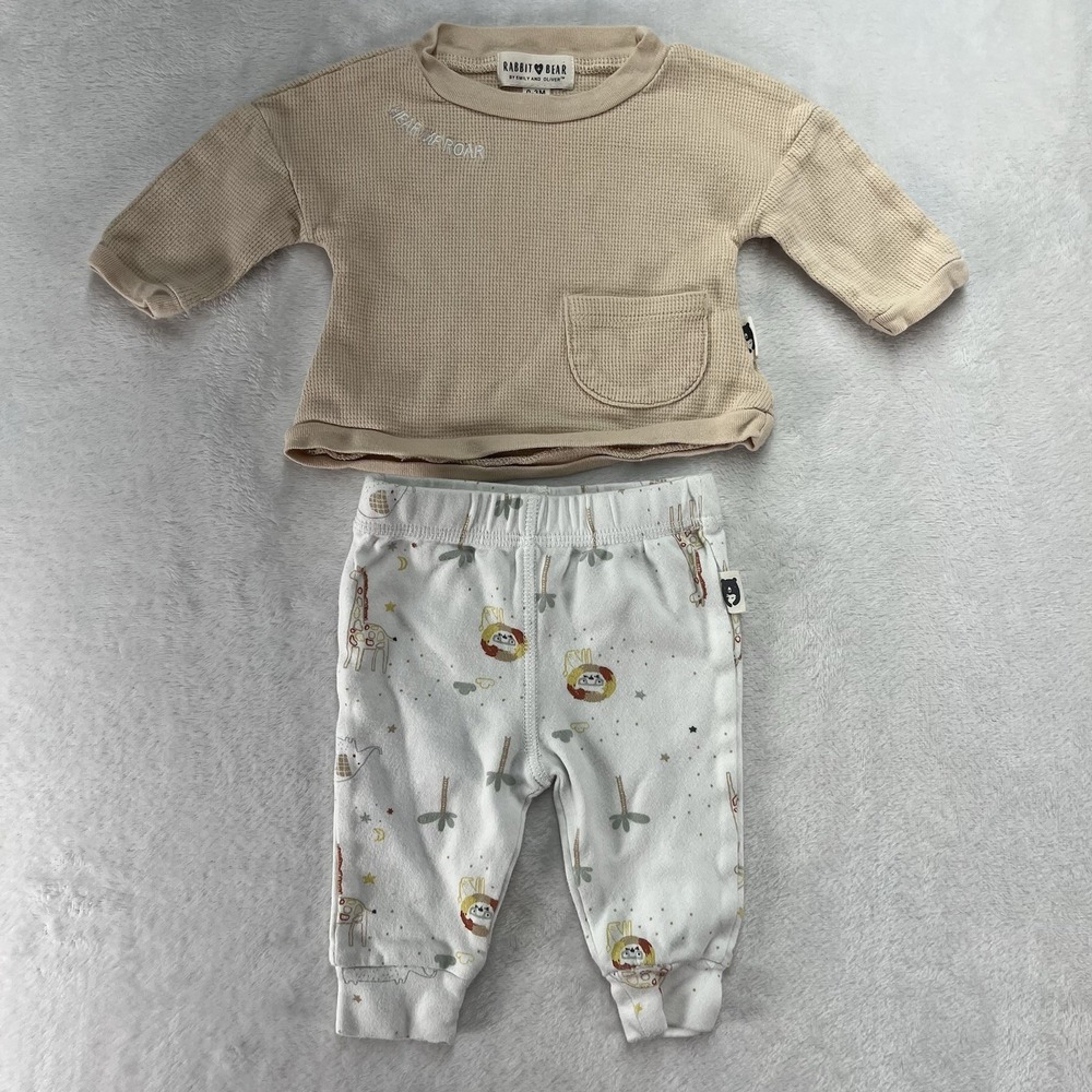 Rabbit Bear Organics Outfit Baby 0-3m Lion Cotton Fall Cozy Casual